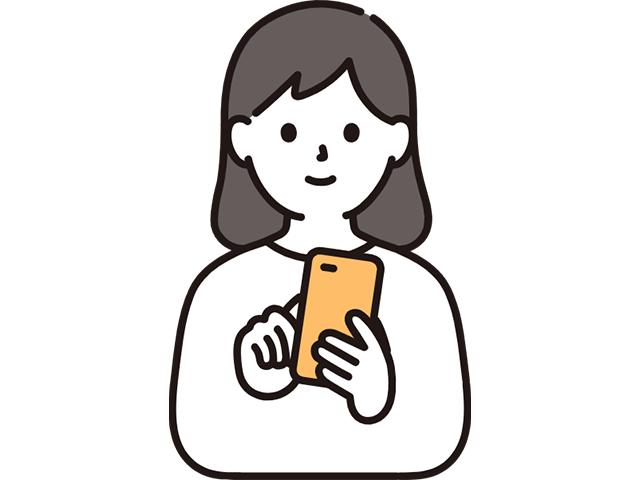 WEB受付をする女性のイラスト