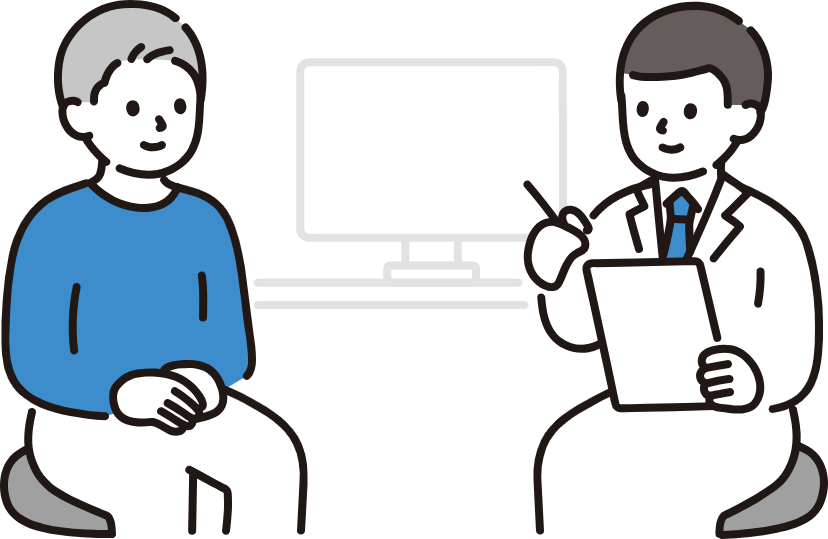 医師の診察を受ける男性のイラスト